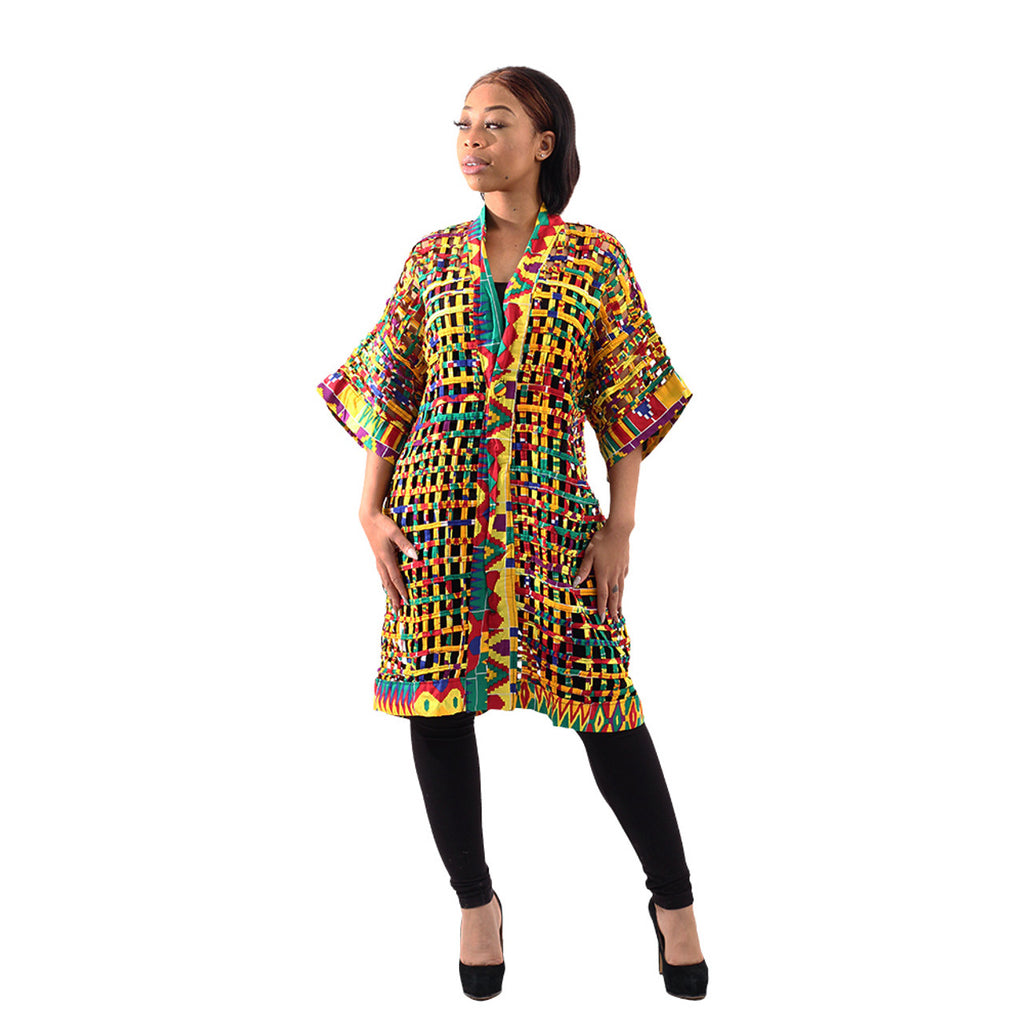 African Made Kente Mesh Cape Jacket