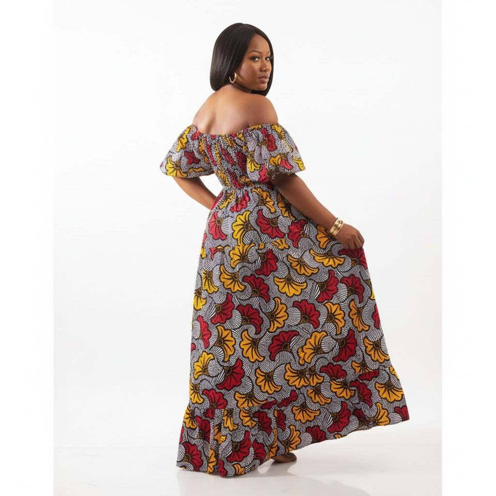African Flower Print Dress