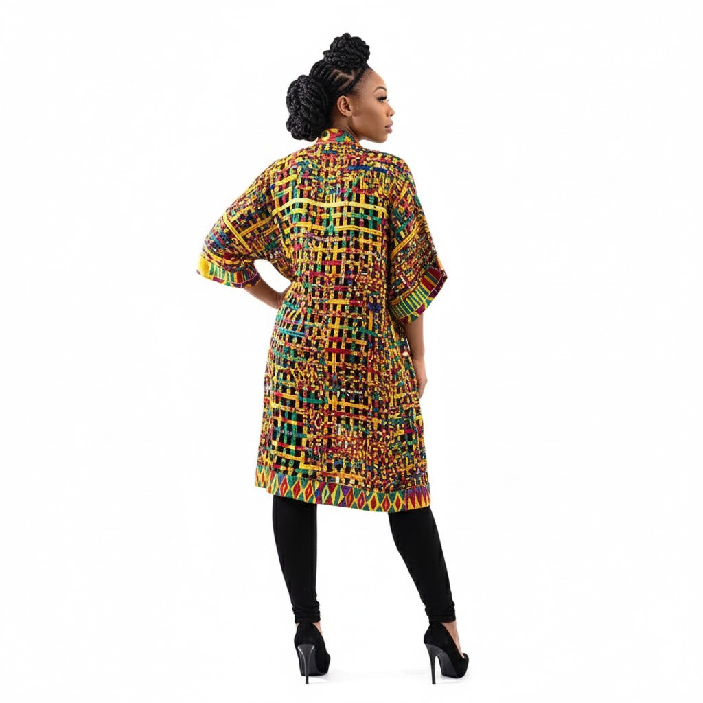 African Made Kente Mesh Cape Jacket
