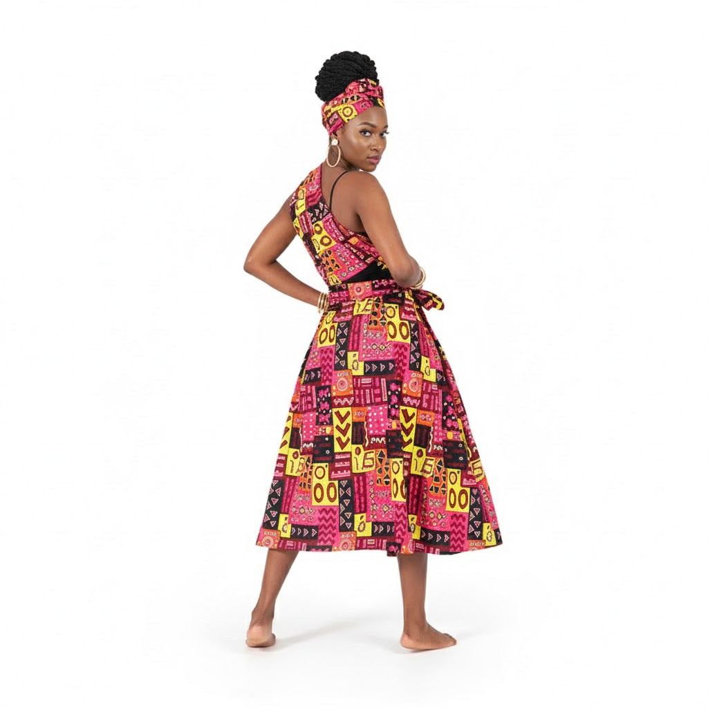 African Print Short Infinity Dress