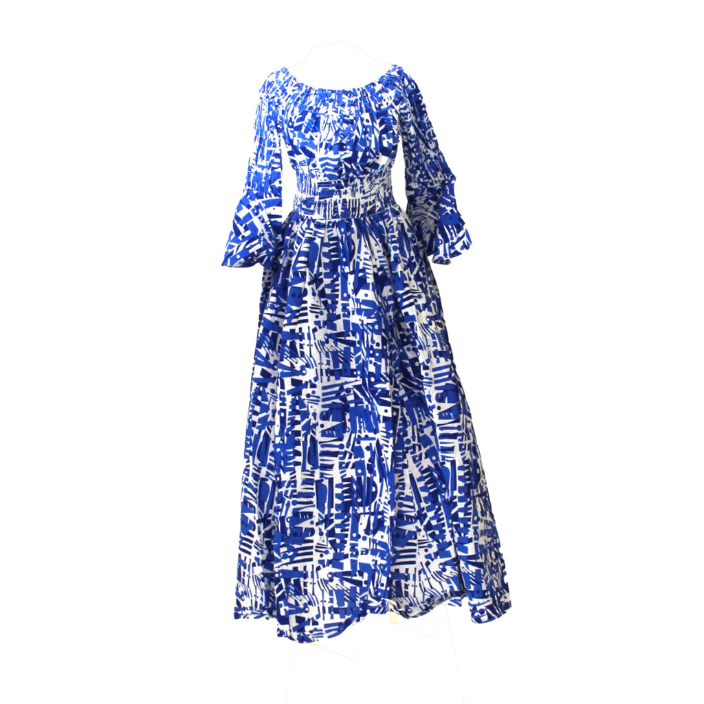 Ankara Print Long Frill Sleeve Dress