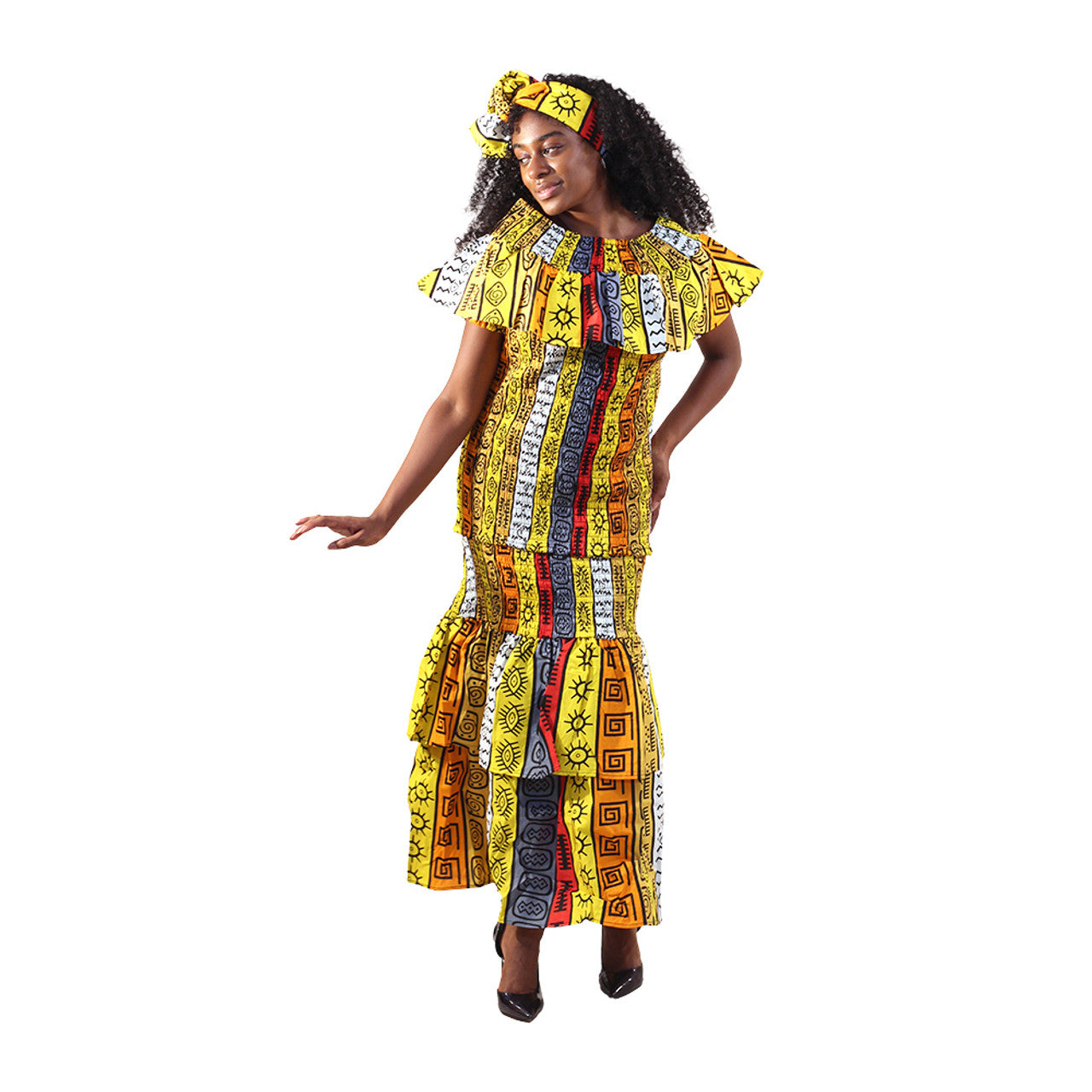 Ankara Print Smocked Top Mermaid Skirt Set
