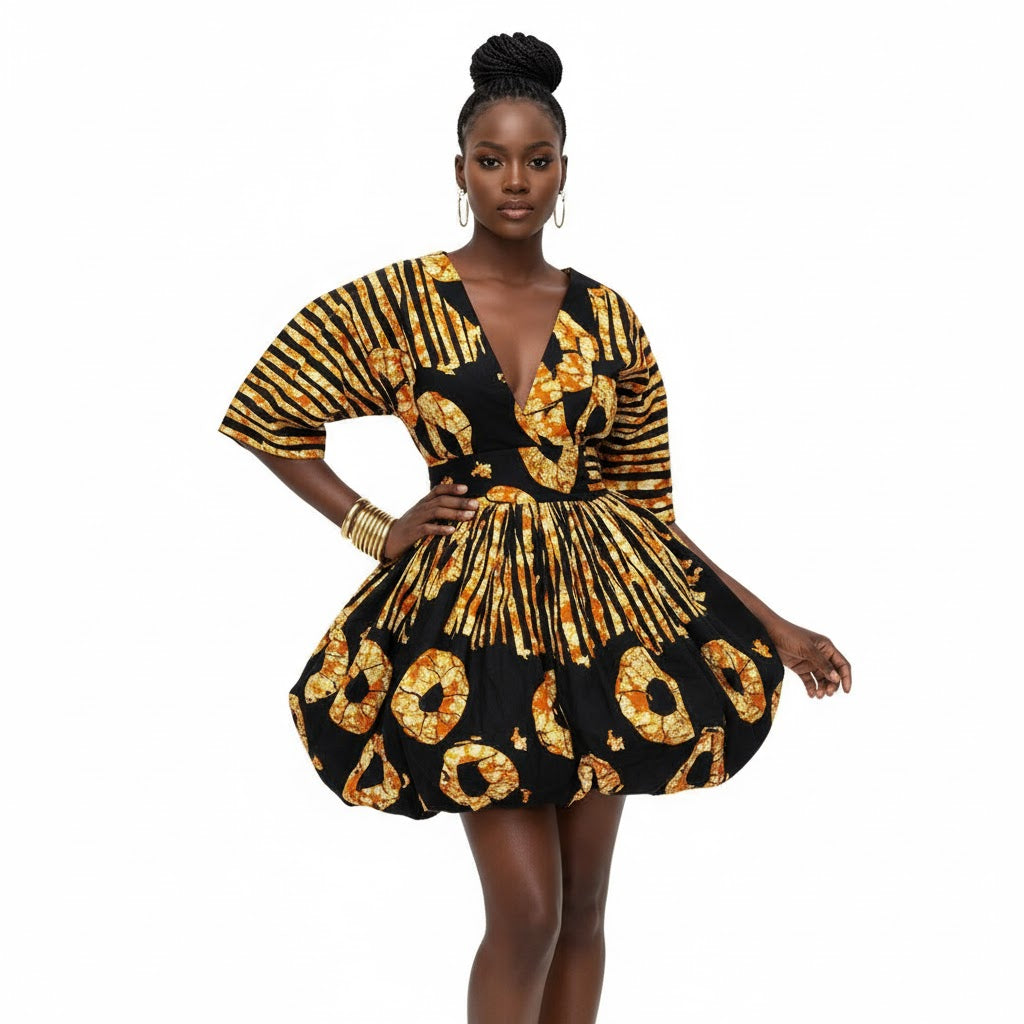 Ankara Print Balloon Dress