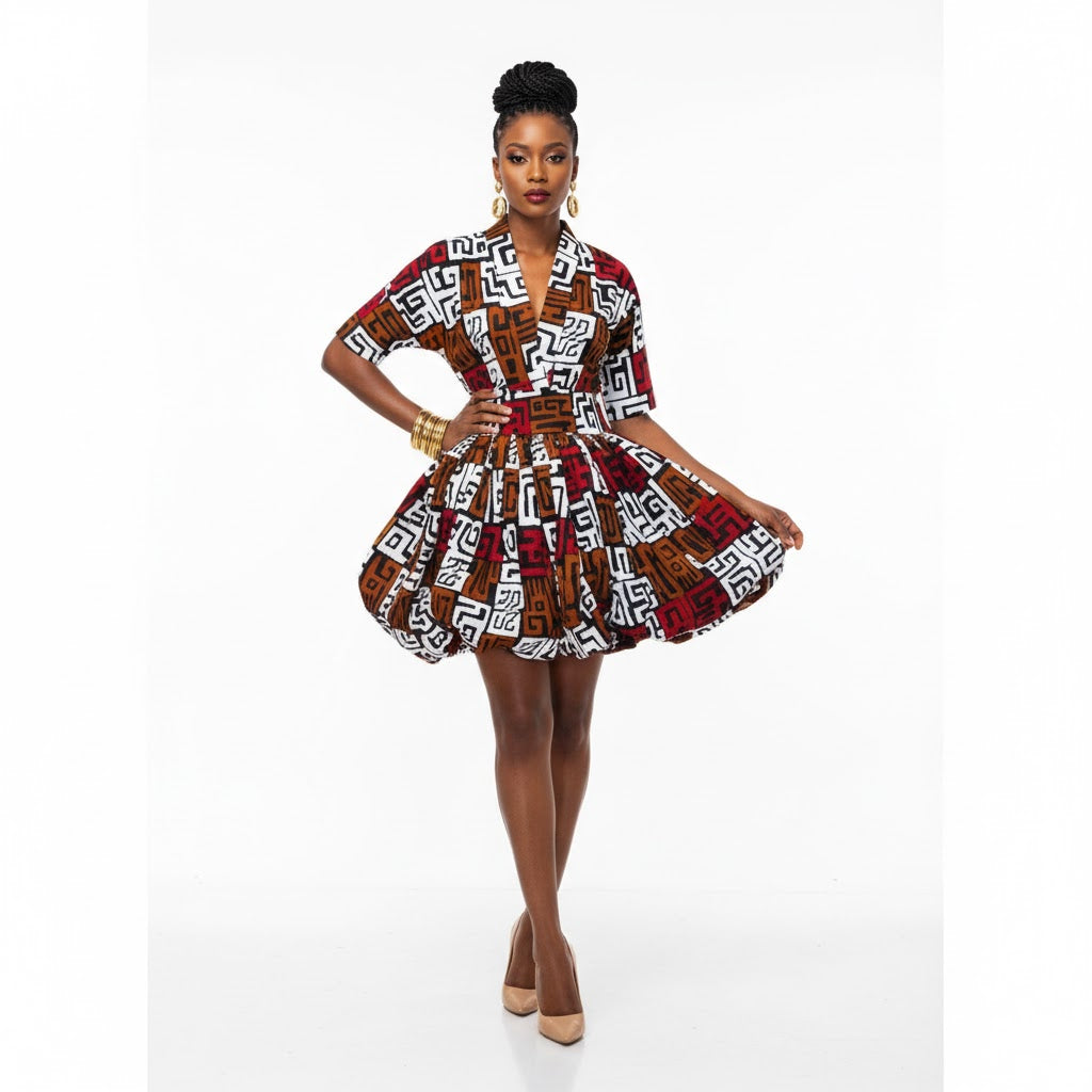 Ankara Print Balloon Dress