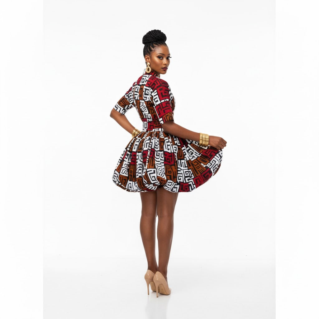 Ankara Print Balloon Dress