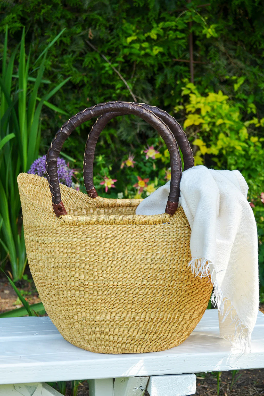 The Bolga Wing Shopper - Natural & Cocoa Brown