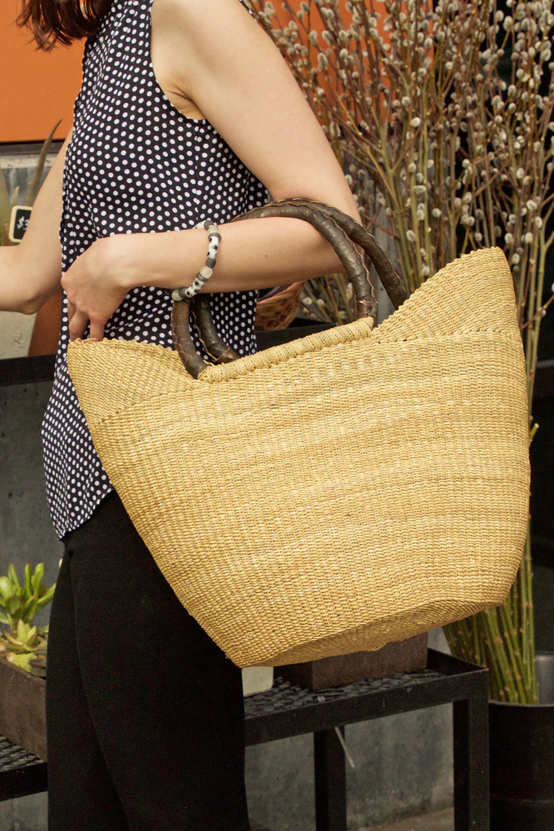 The Bolga Wing Shopper - Natural & Cocoa Brown