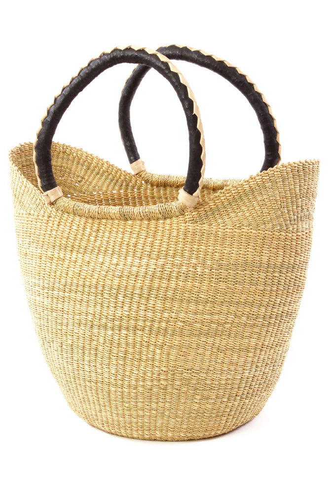 Bolga Wing Shopper - Natural with Two-Tone Handle