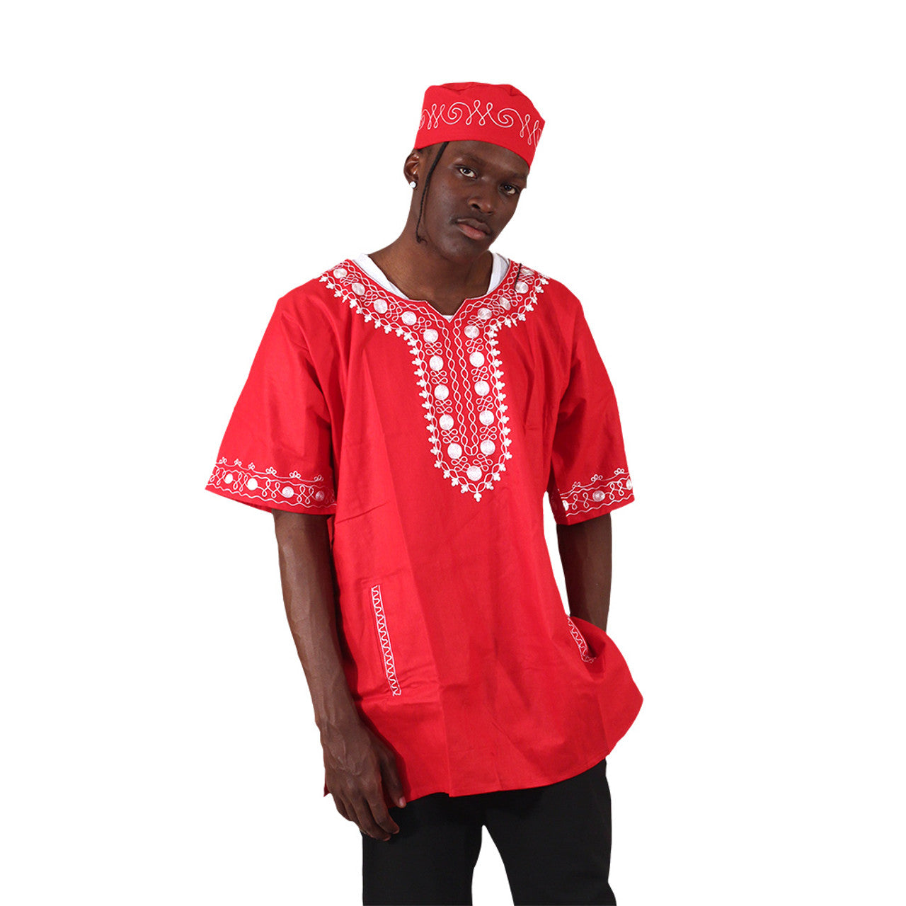 Silver Embroidered Dashiki Top