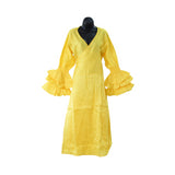 Solid Color Wrap Dress - Yellow